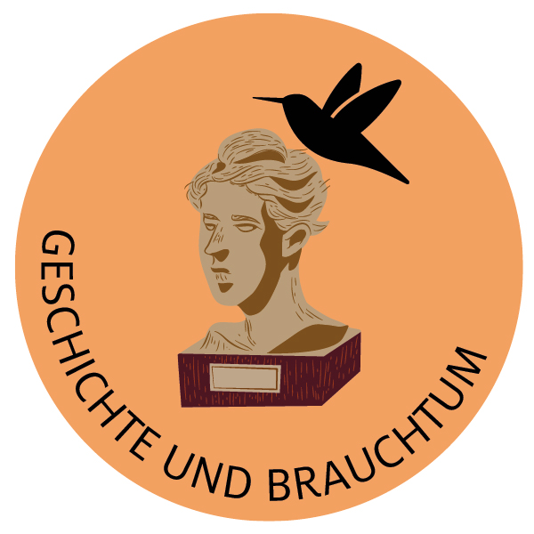 Kultur-Spatz-Geschichte-und-Brauchtum. Spatz auf orangem Hintergrund