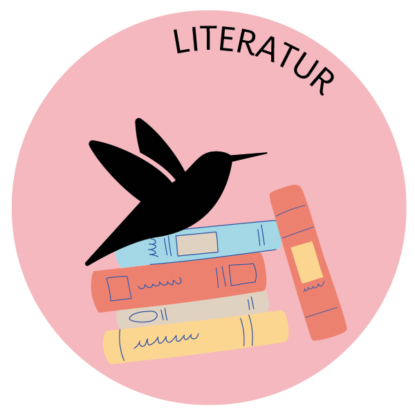 Kultur-Spatz-Literatur. Spatz auf pinkem Hintergrund