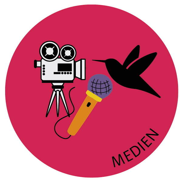 Kultur-Spatz-Medien. Spatz auf rotem Hintergrund