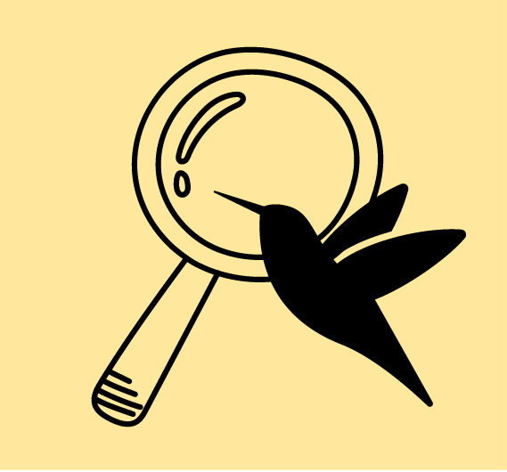 Kultur Spatz Icon Vogel sieht durch eine Lupe
