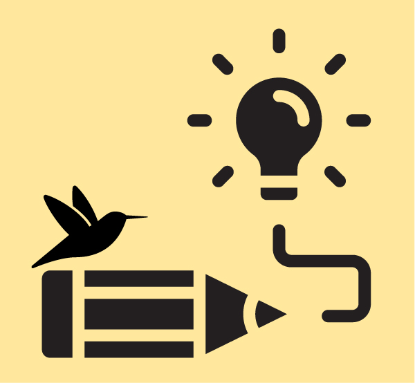 Kultur Spatz Icon Vogel sitzt auf Bleistift und eine Glühbirne