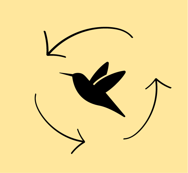 Kultur Spatz Icon Vogel in der Mitte Kreispfeile um ihn herum