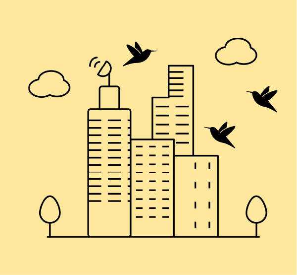 Kultur Spatz Icon Vögel fliegen über die Stadt