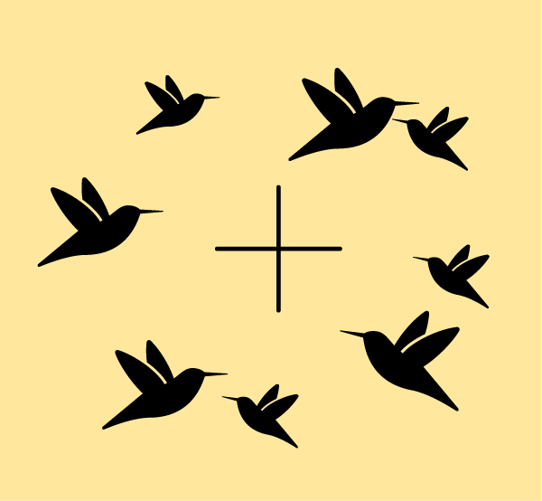 Kultur Spatz Icon Vögel fliegen um Plus Zeichen herum