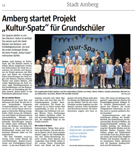 Zeitungsartikel - Kulturspatz startet