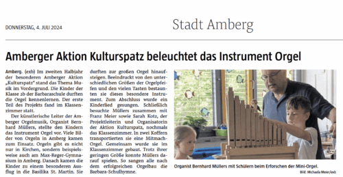 Kultur Spatz Zeitungsartikel „Kultur Spatzen“ erfahren mehr über das Instrument Orgel